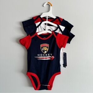 Florida Panthers Kids Hockey Onesie Set - Red and Blue